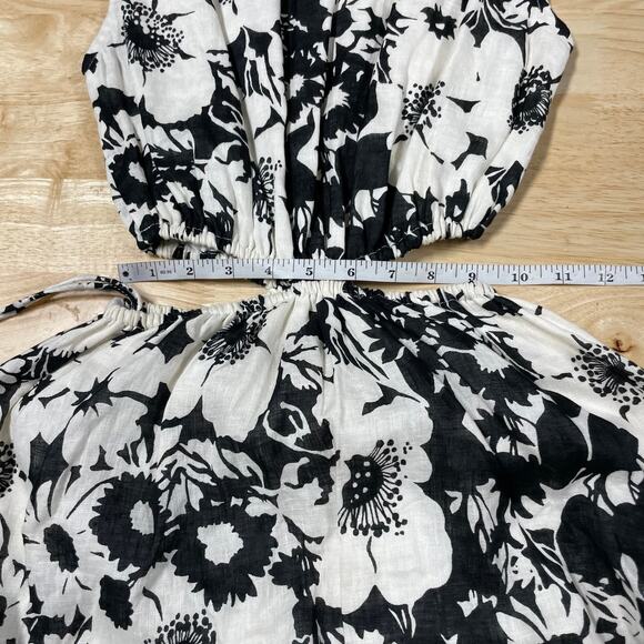 Faithfull the Brand NWT La Pineta Mini Dress Size 4 100% Linen Side Cutouts - Picture 8 of 11